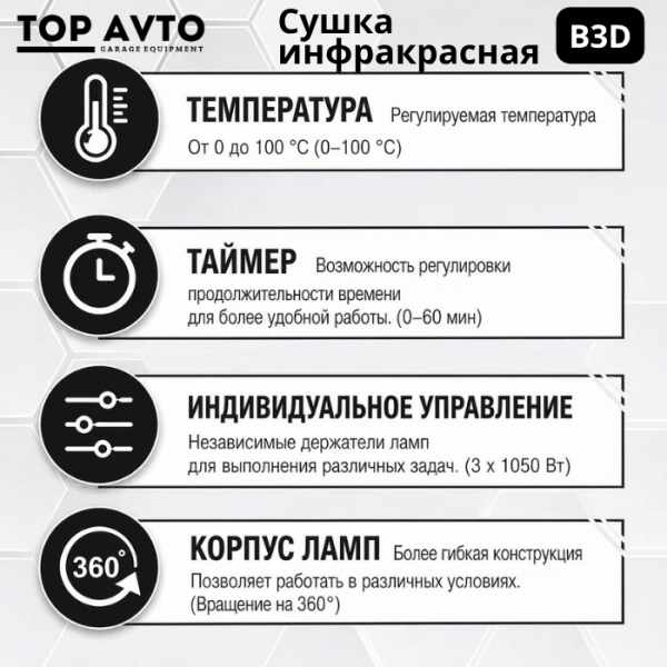 Сушка инфракрасная коротковолновая Top Avto B3D